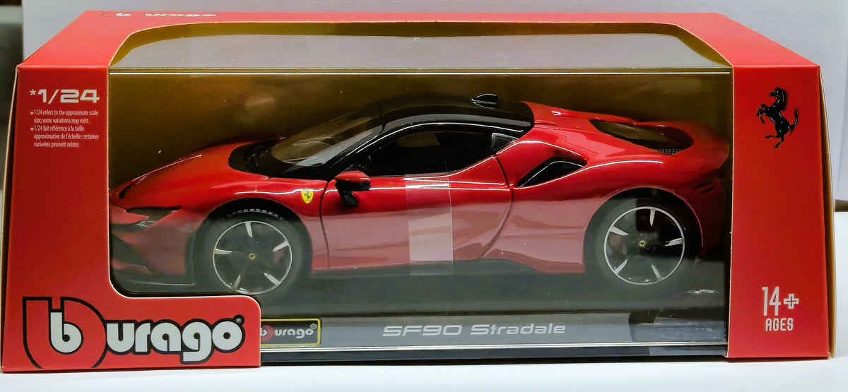 Ferrari SF 90 Stradale Red Black 1/24 Diecast Model Car by Bburago