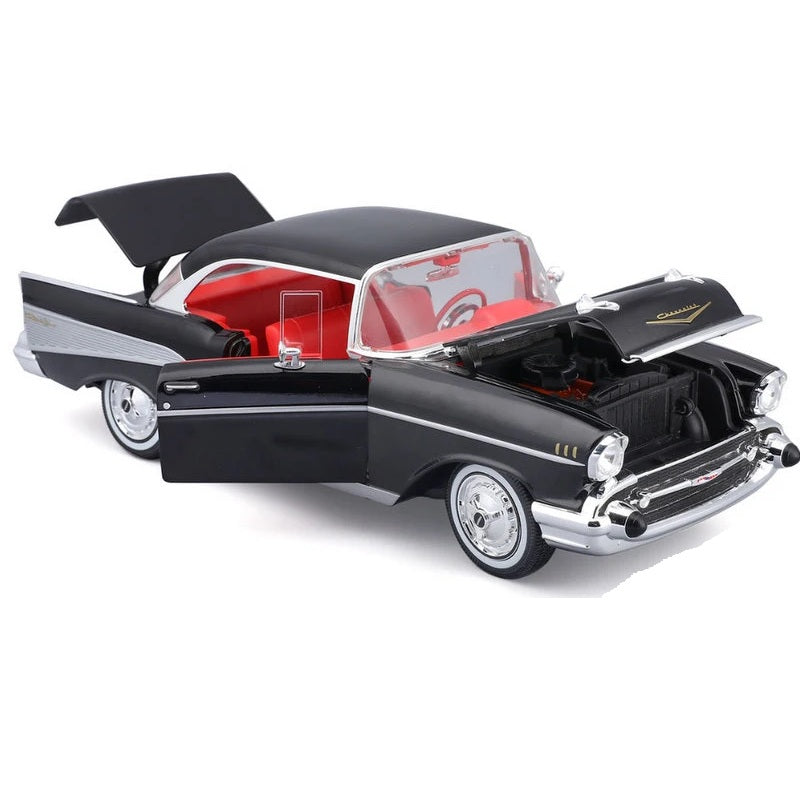 1957 Chevrolet Bel Air Convertible 1/18 scale Diecast car Model by Maisto (black)