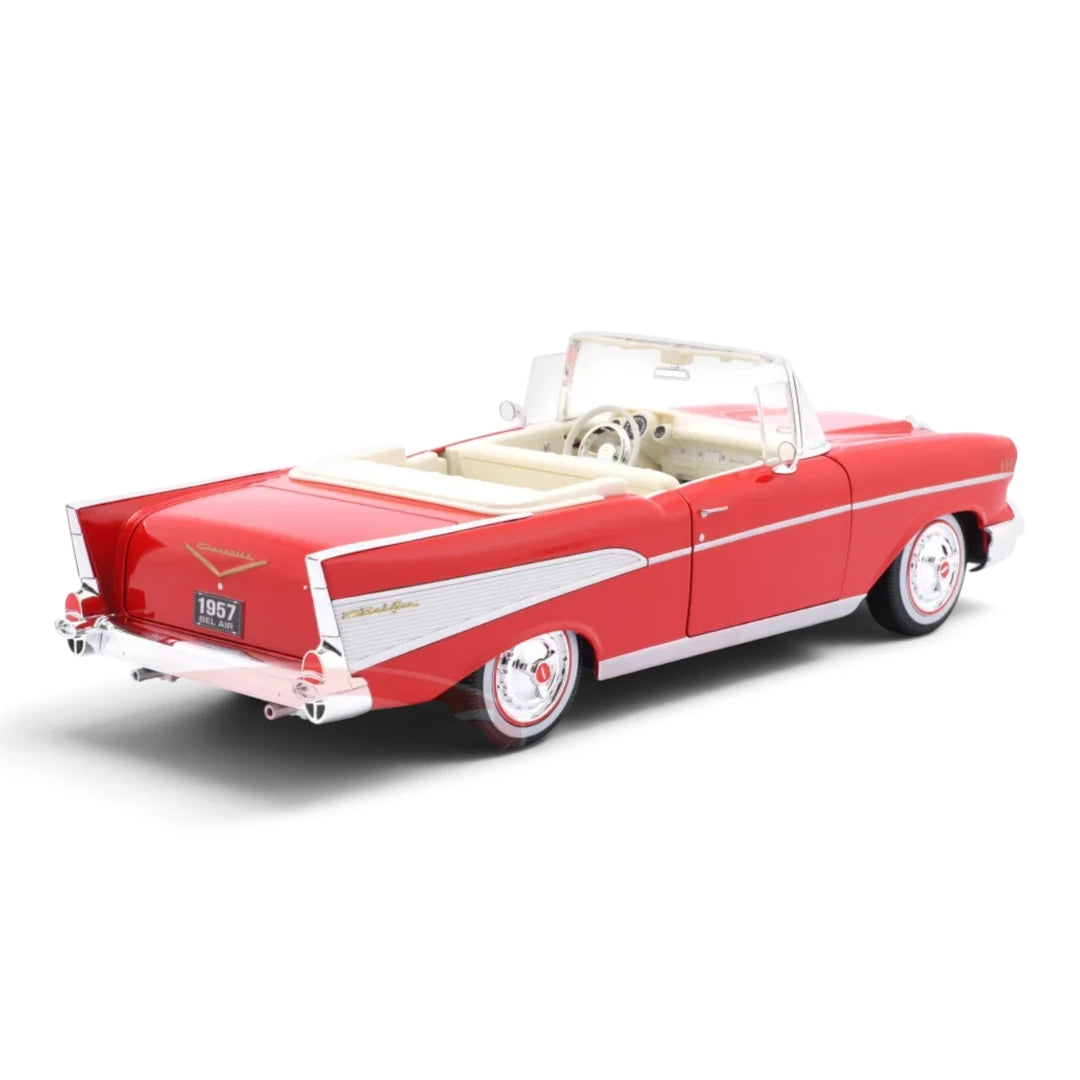 1957 Chevrolet Bel Air Convertible 1/18 scale Diecast car Model by Maisto (Red)