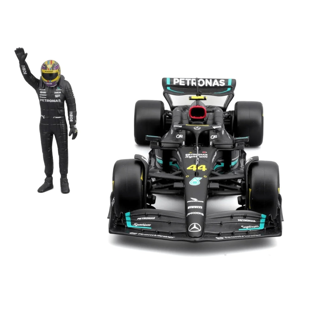 Bburago 2024 Mercedes AMG W15 F1 car With Figure #44 Lewis Hamilton 1/24