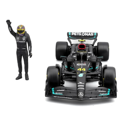 Bburago 2024 Mercedes AMG W15 F1 car With Figure #44 Lewis Hamilton 1/24