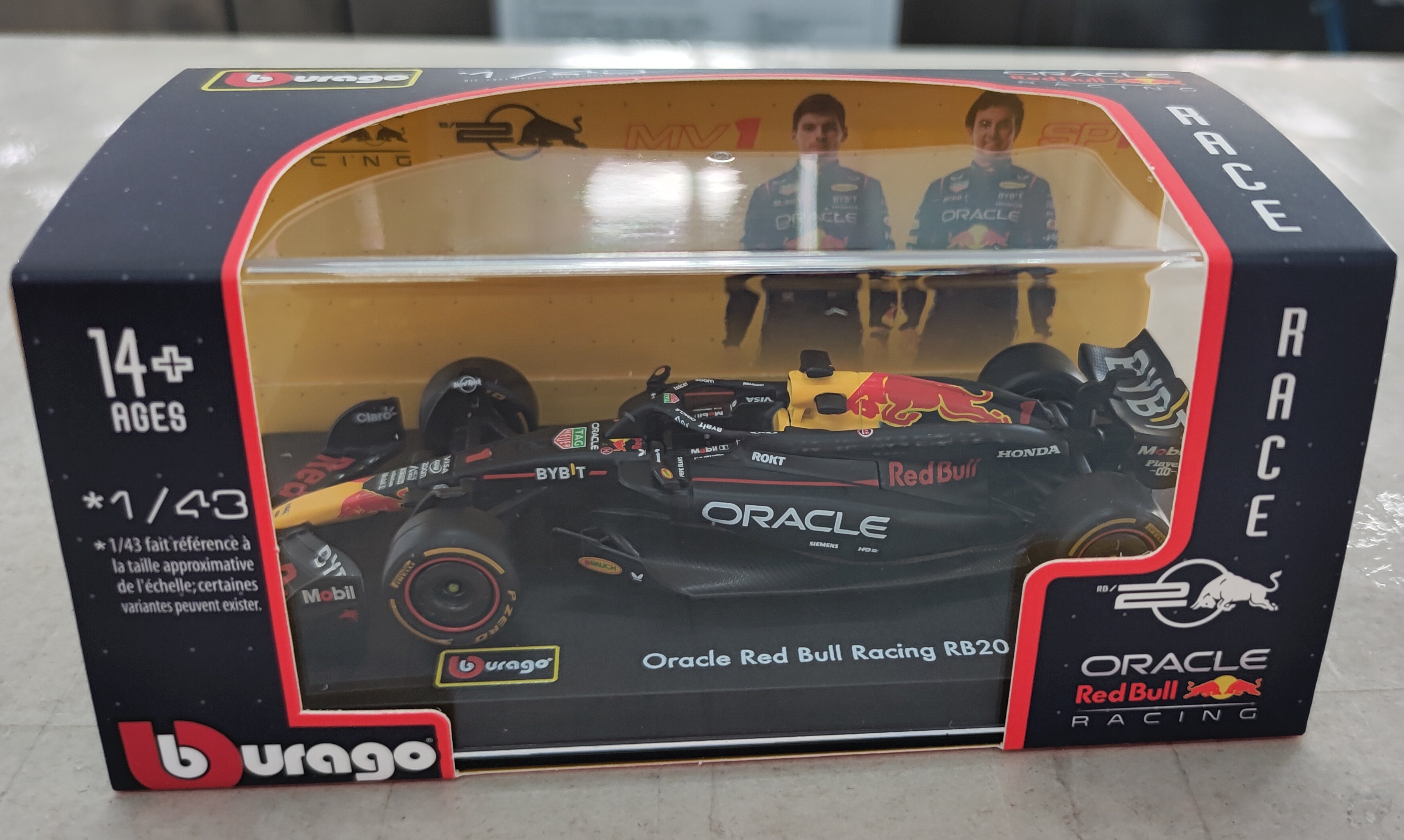 Bburago 2024 Red Bull RB20 Racing Team No. 1 Max Verstappen, 1/43 Bahrain GP