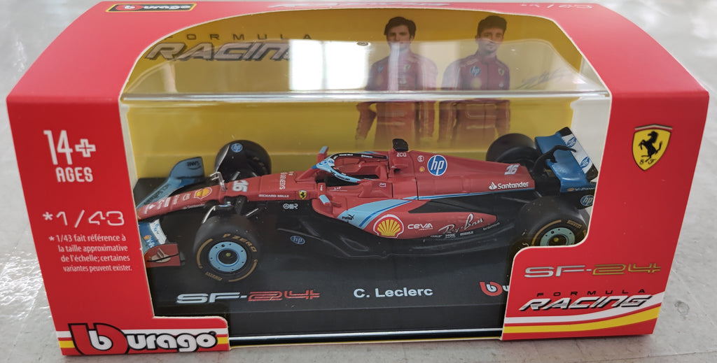 Bburago 2024 SF24 Ferrari F1 Racing car Racing Team #16 C. Leclerc MIAMI Edition car 1/43