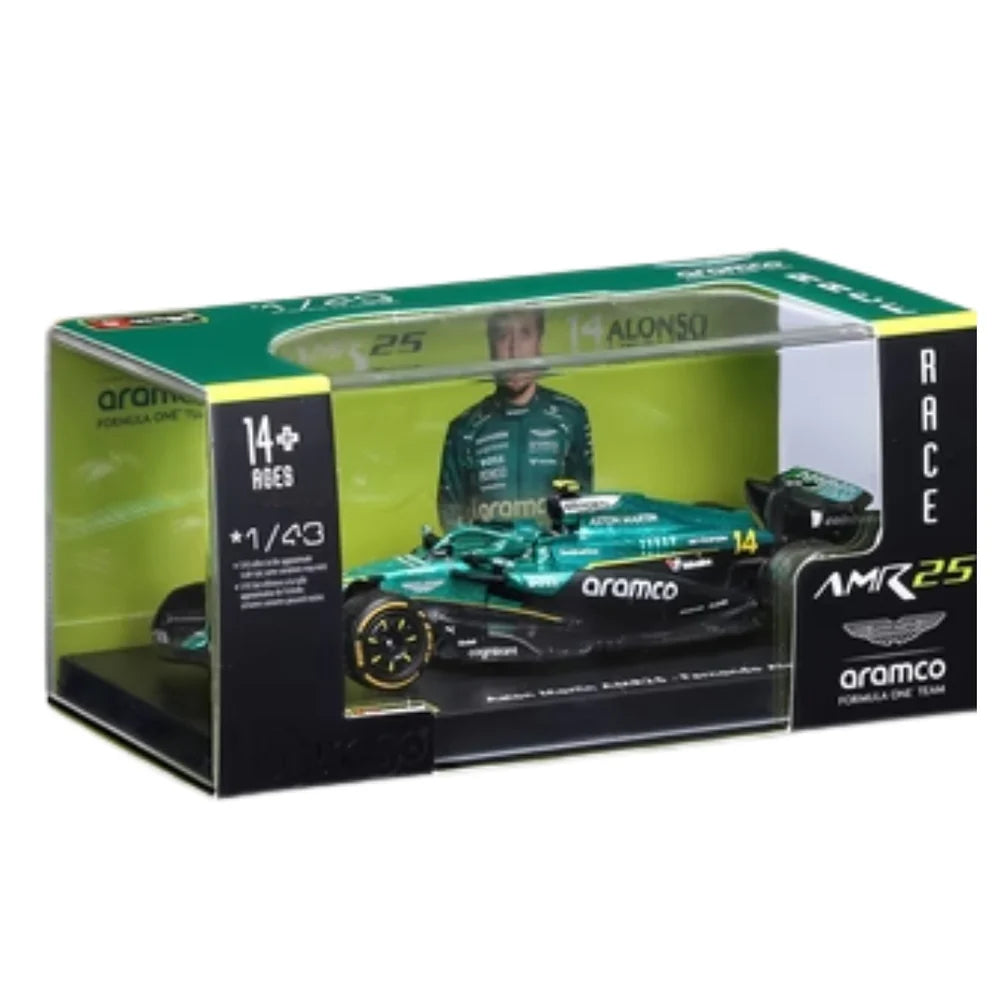 Bburago 2025 Aston Martin AMR25 Racing Team Driver F Alonso Australia GP 1/43 Formula 1 Diecast Model