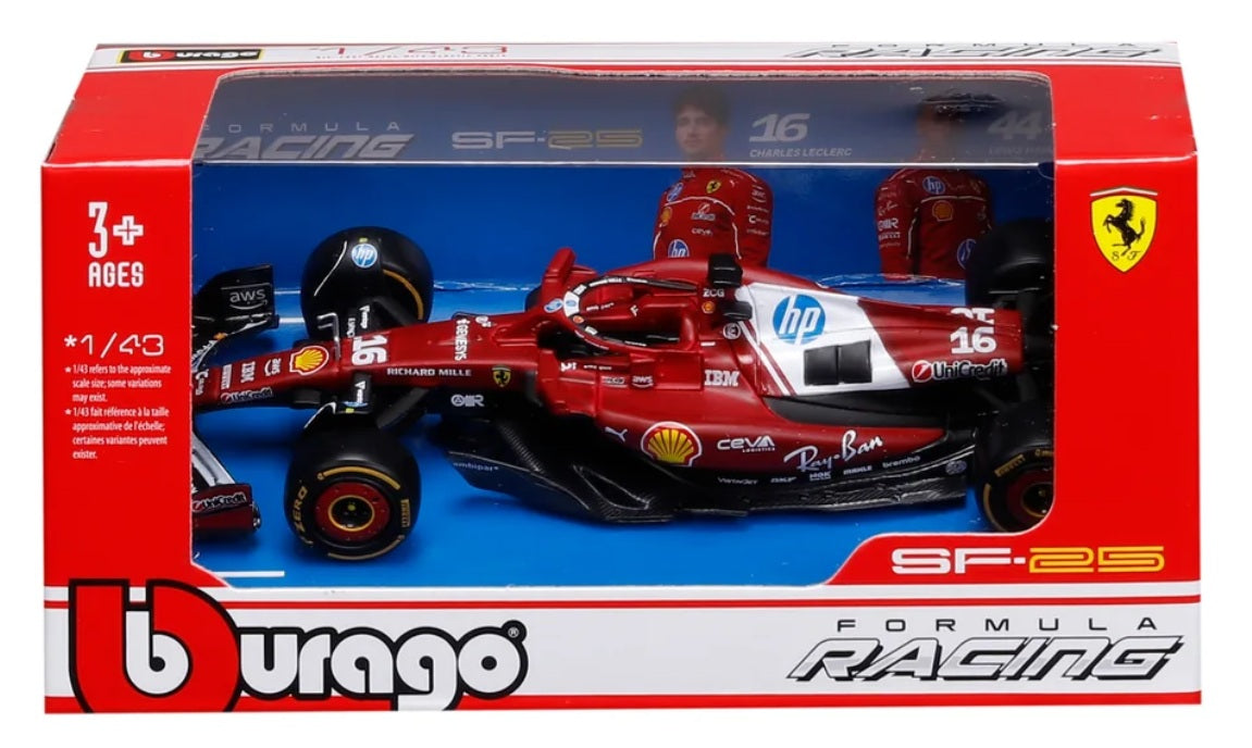 Bburago 2025 SF25 Ferrari F1 Racing car Racing Team #16 Charles Leclerc 1/43