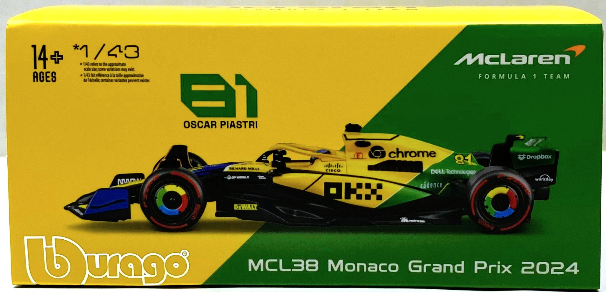 Modellino F1 Bburago Race&Play 1/43 McLaren F1 MCL38 Monaco Gp 2024 L Norris 4 Modellino F1 Bburago Race&Play 1/43 McLaren F1 MCL38 Monaco Gp 2024 L Norris 4