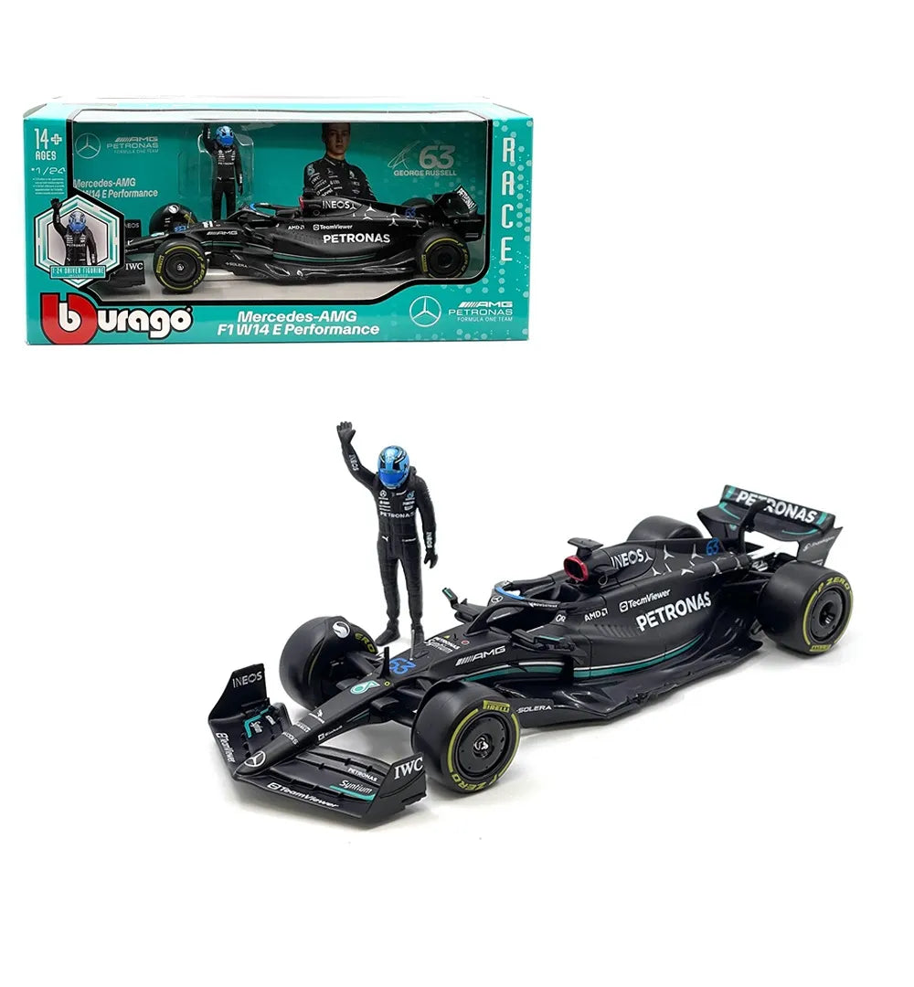 Bburago MERCEDES AMG PETRONAS 2023 F1 W14 E Performance George Russel 1/24 with figure