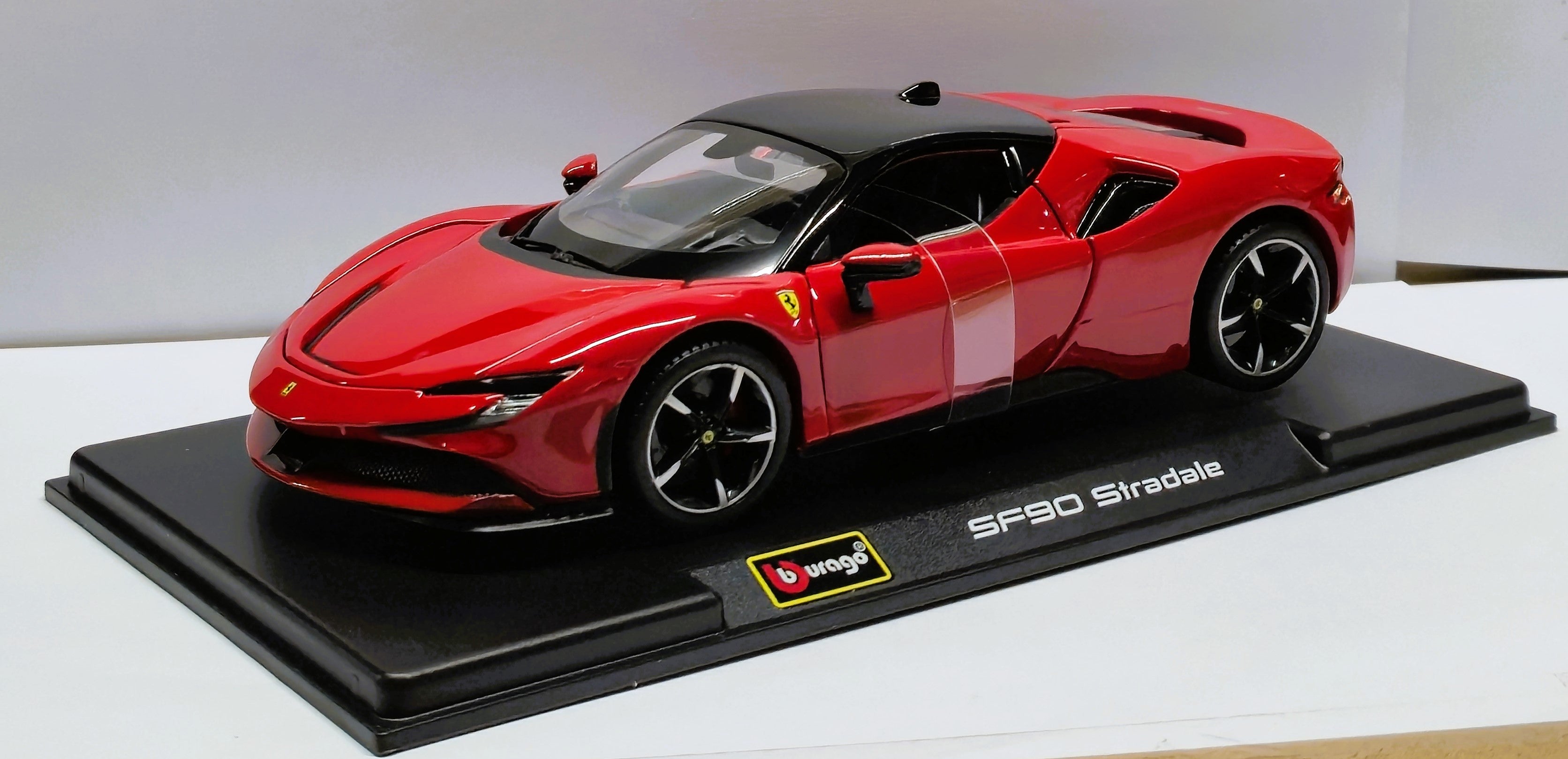 Ferrari SF 90 Stradale Red Black 1/24 Diecast Model Car by Bburago
