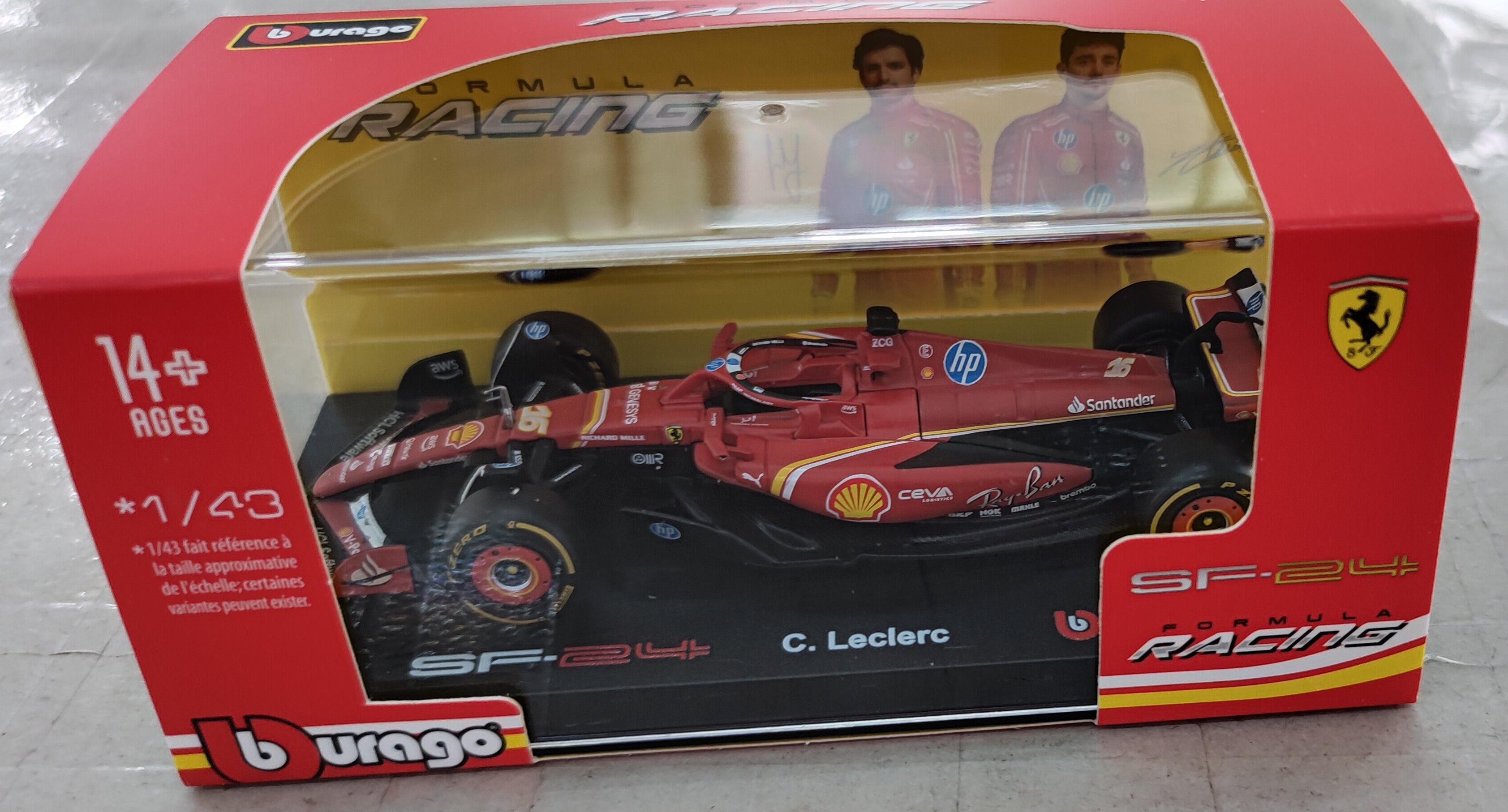 Bburago 2024 SF24 Ferrari F1 Racing car Racing Team #16 C. Leclerc car 1/43