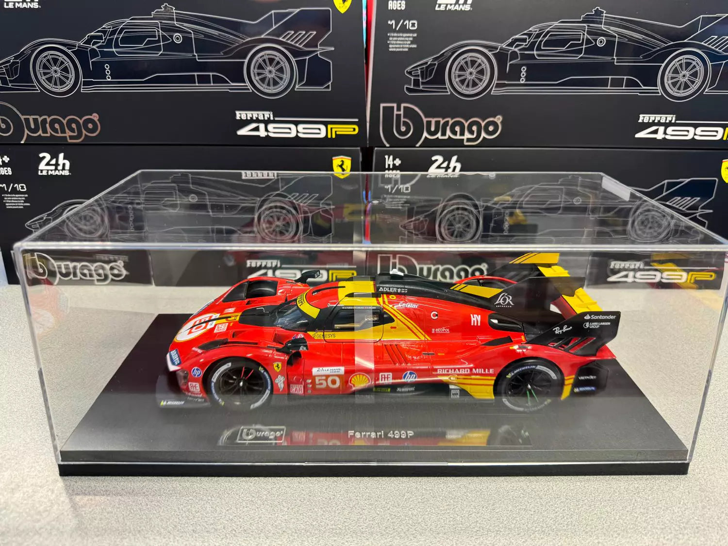 Bburago Ferrari 499P #50 LMH FIA 24h Le Mans Hypercar 2024 1/18 scale car with case