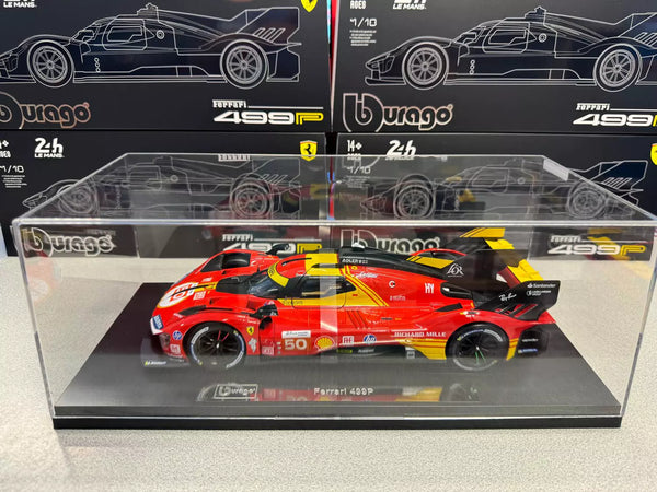 Pre Order Bburago Ferrari 499P #50 LMH FIA 24h Le Mans Hypercar 2024 1/18 scale car with case