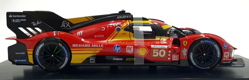 Bburago Ferrari 499P #50 LMH FIA 24h Le Mans Hypercar 2024 1/18 scale car with case