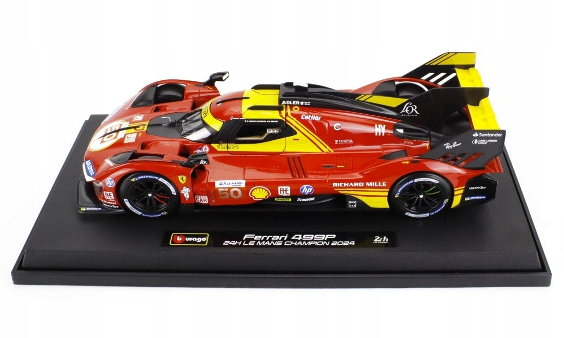 Bburago Ferrari 499P #50 LMH FIA 24h Le Mans Hypercar 2024 1/18 scale car with case