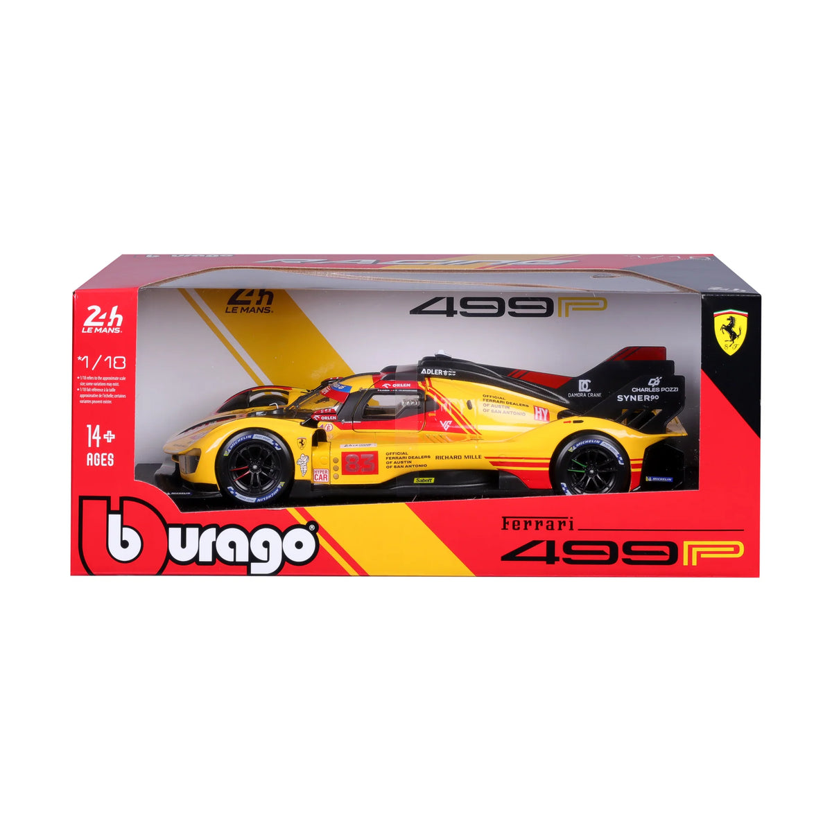 2025 Ferrari 499P 24h Le Mans #83 Winner Bburago Racing 1:18 Scale Diecast Car Model