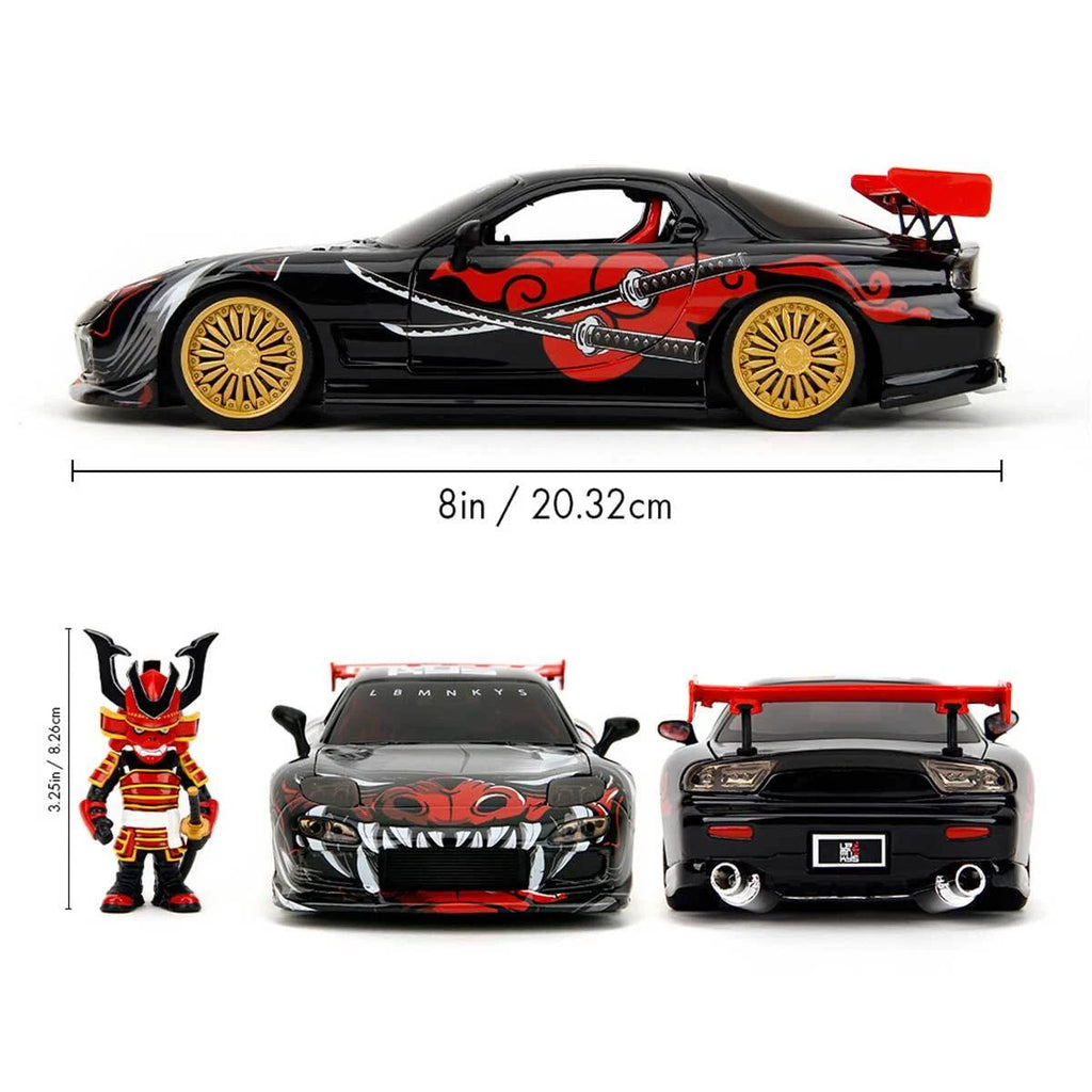 Jada Toys Hollywood Rides Labmonkeys Saru & Mazda RX-7 1/24 Scale diecast car with figure