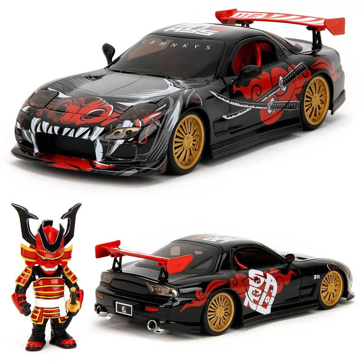 Jada Toys Hollywood Rides Labmonkeys Saru & Mazda RX-7 1/24 Scale diecast car with figure