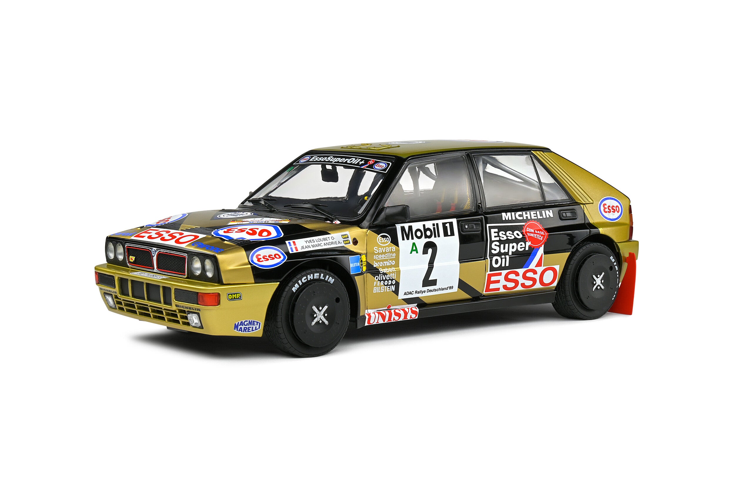 Solido Lancia Delta HF Integrale no.2 Y Loubet / J M Andrie ADAC Rally Deutschland - 1989 - Black Diecast Car 1/18