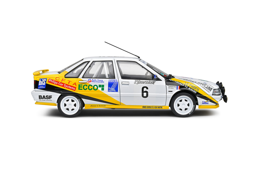 Solido Renault R21 Turbo GR.A no.15 M Rats / M Menard Rally Charlemagne- 1991 - White Diecast Car 1/18
