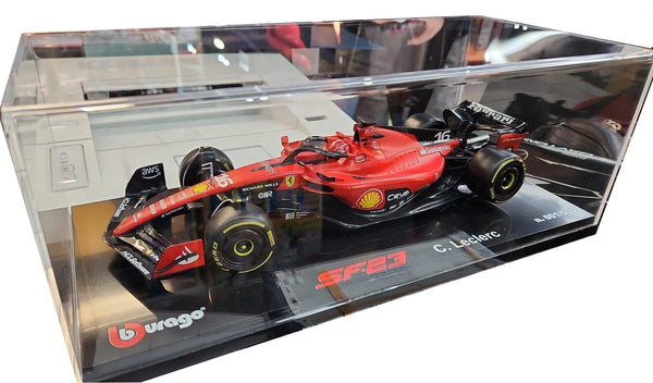 Bburago Ferrari SF23 Formula 1 C Leclerc 2023 Signature Die Cast #16 1/18 scale car with case