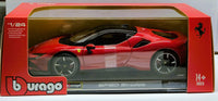 Ferrari SF90 Stradale Red Black 1/24 Diecast Model Car by Bburago