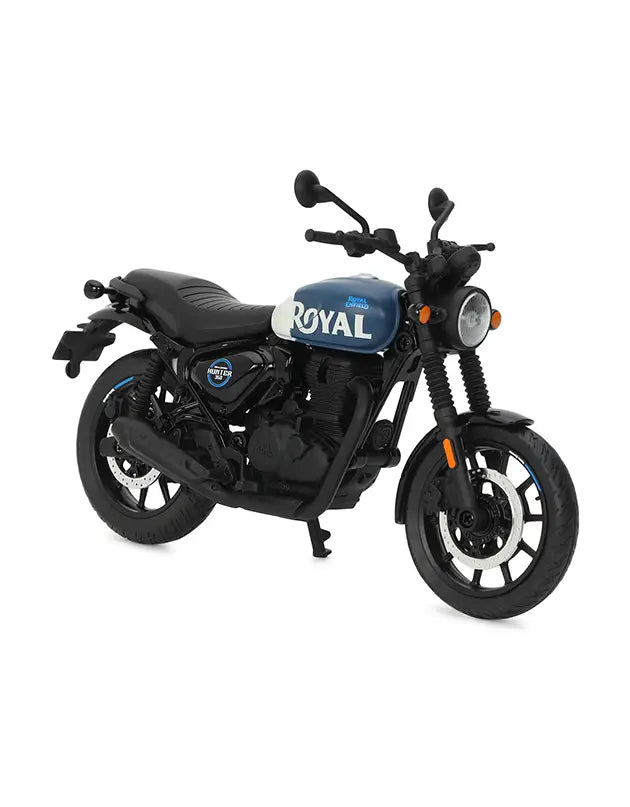 Royal Enfield Hunter 350 Rebel Blue Metal Diecast Bike scale 1/12 by Maisto