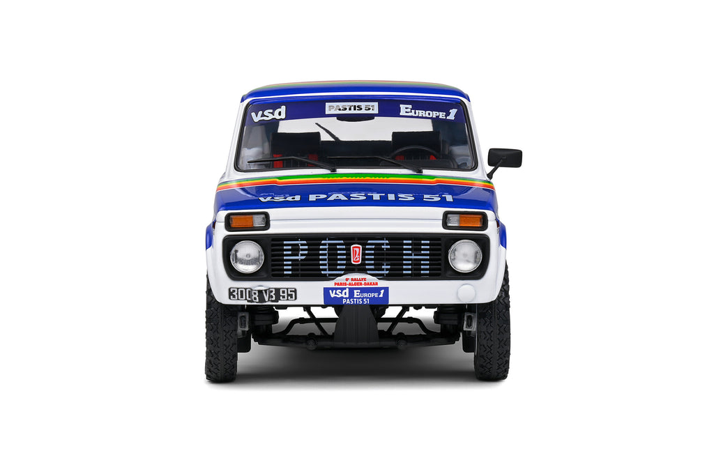 Solido 1984 LADA Niva white Racing car no 182 JABOUILLE and SARDOU Paris Dakar Rally 1/18 scale diecast model car