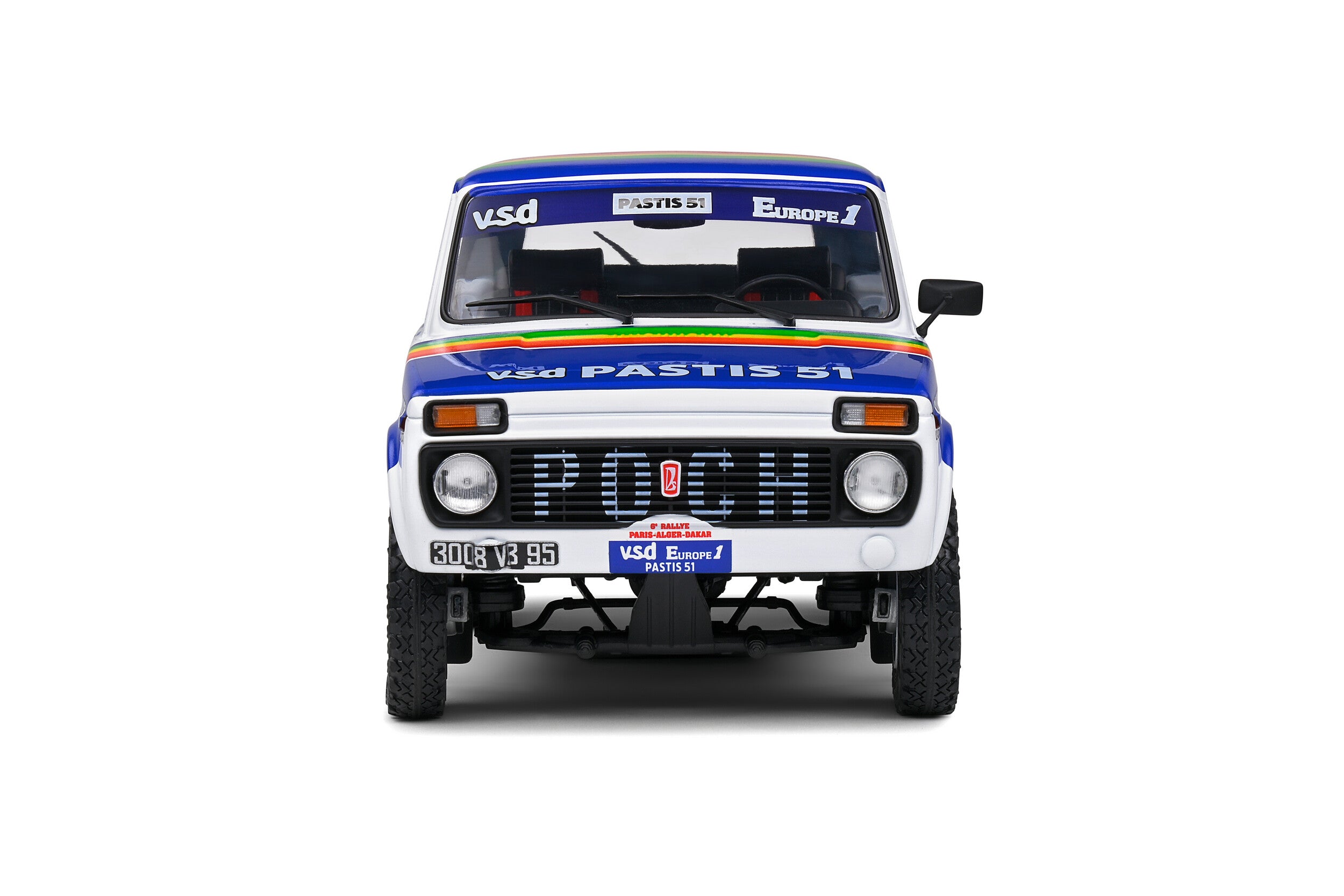 Solido 1984 LADA Niva white Racing car no 182 JABOUILLE and SARDOU Paris Dakar Rally 1/18 scale diecast model car