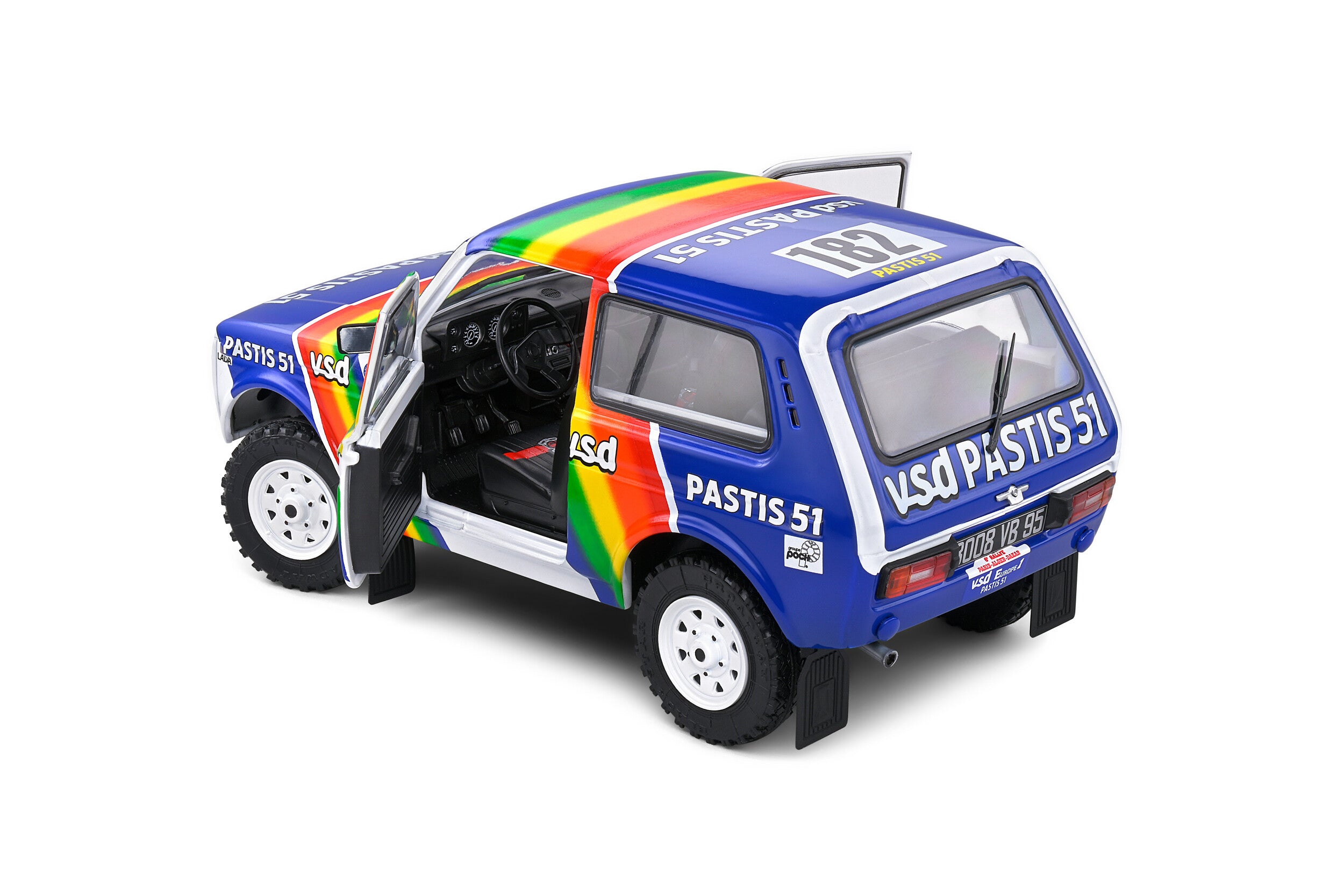 Solido 1984 LADA Niva white Racing car no 182 JABOUILLE and SARDOU Paris Dakar Rally 1/18 scale diecast model car