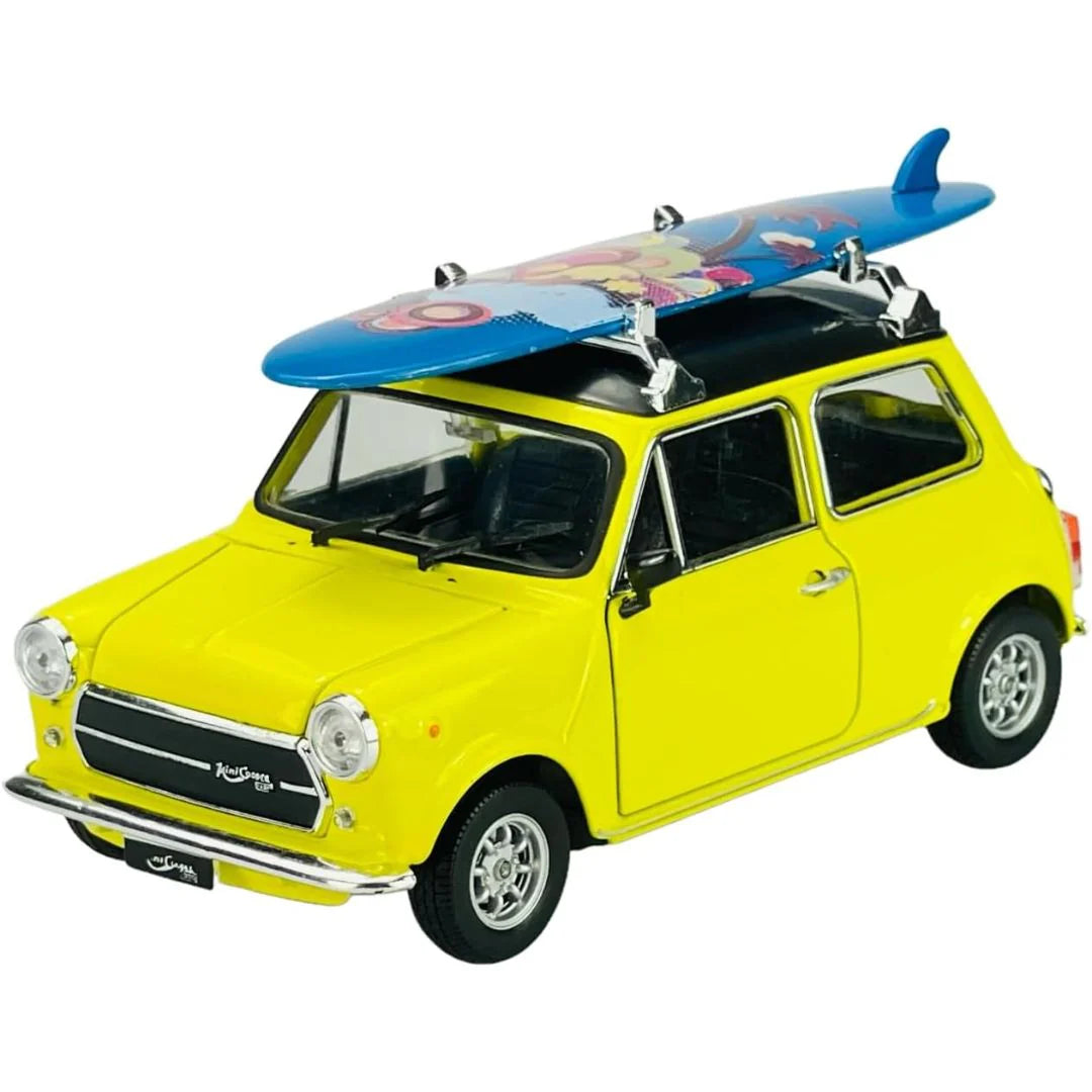 Welly MINI COOPER 1300 (With Surfboard) yellow diecast car 1/24 scale