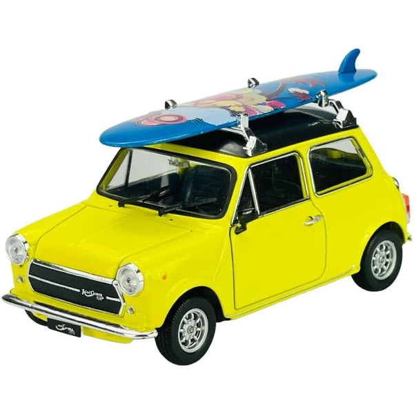 Welly MINI COOPER 1300 (With Surfboard) yellow diecast car 1/24 scale