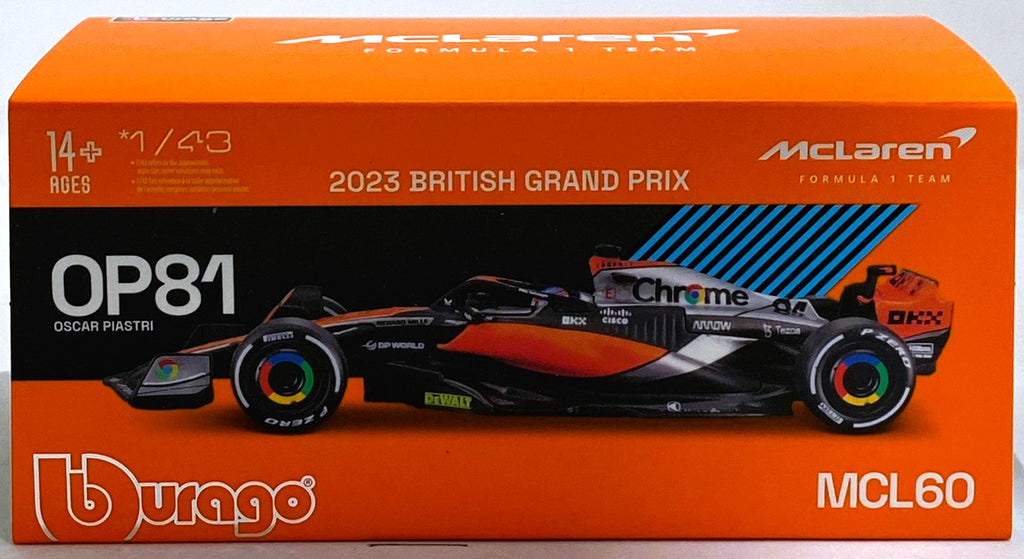 Bburago F1- MCLAREN F1 MCL 60 With Driver Figure 2023 #81 - O.Piastri 1/43