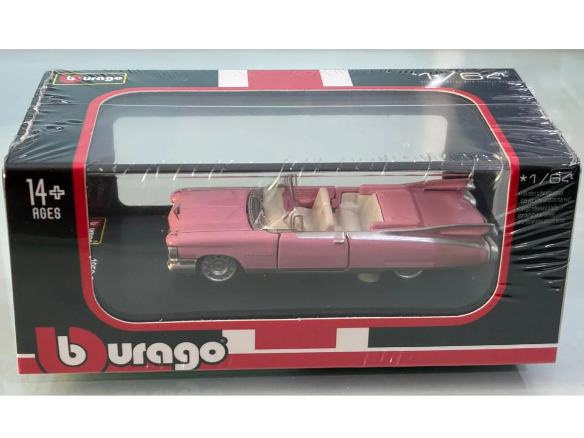 Bburago 1959 Cadillac Eldorado Biarritz pink 1/72 Scale Model diecast car with display case