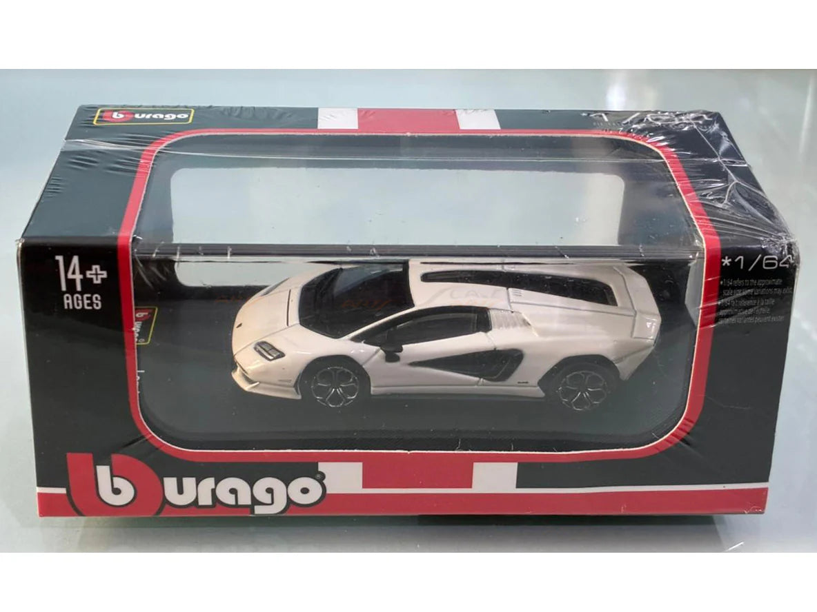 Bburago Lamborghini Countach LPI 800-4 white 1/64 Scale Model diecast car with display case