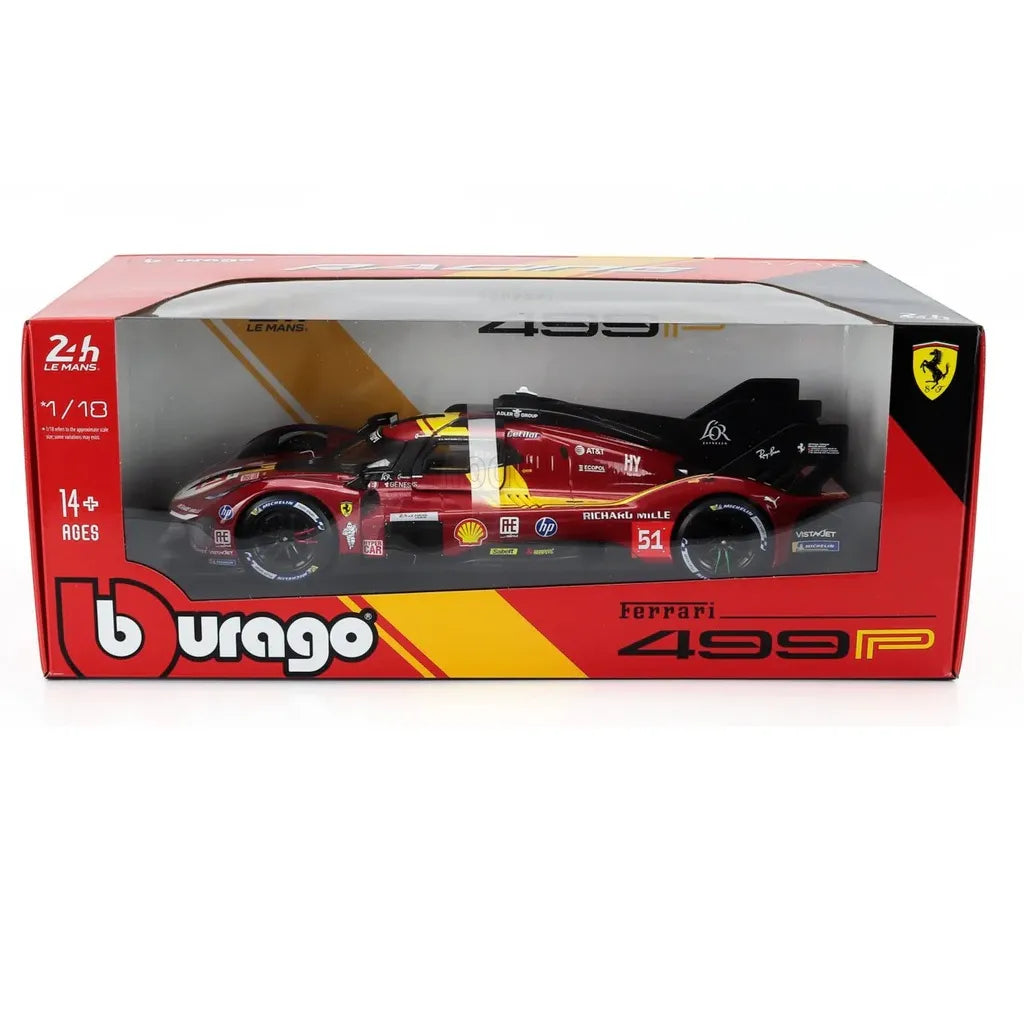 2025 Ferrari 499P 24h Le Mans #51 Bburago Racing 1:18 Scale Diecast Car Model