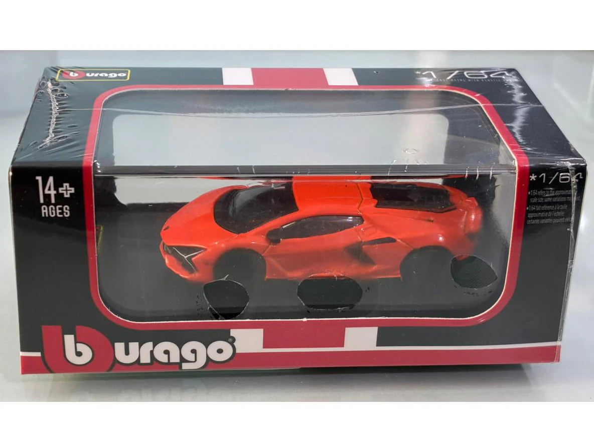 Bburago Lamborghini Revuelto orange 1/64 Scale Model diecast car with display case