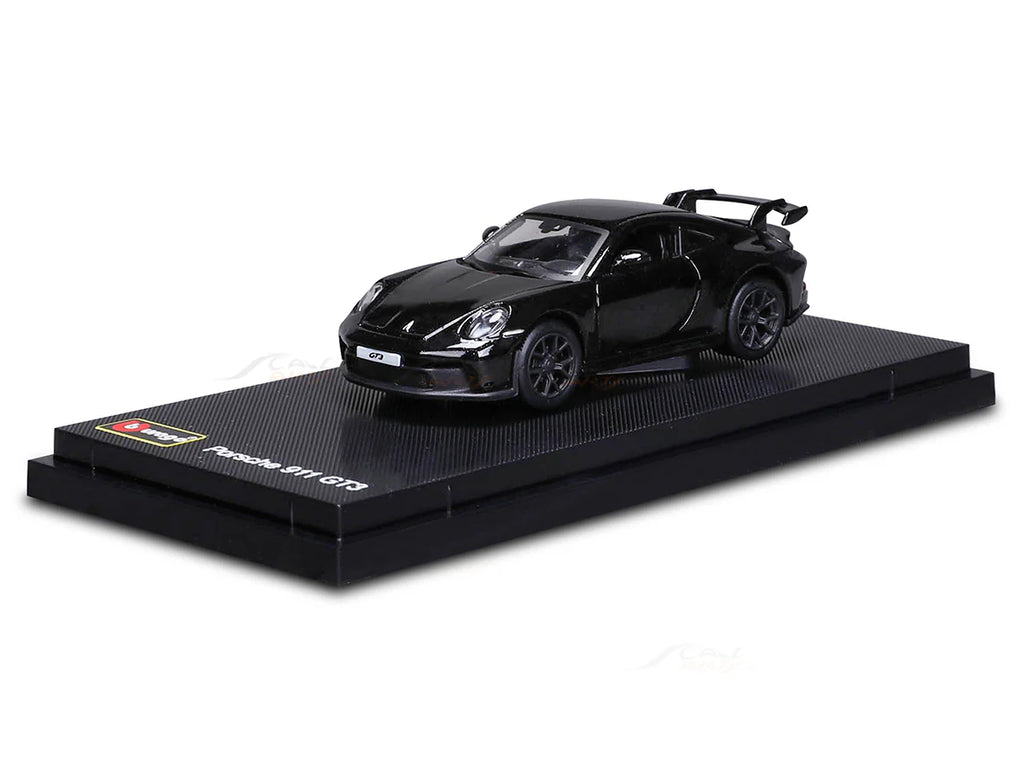 Bburago Porsche 911 GT3 black 1/64 Scale Model diecast car with display case