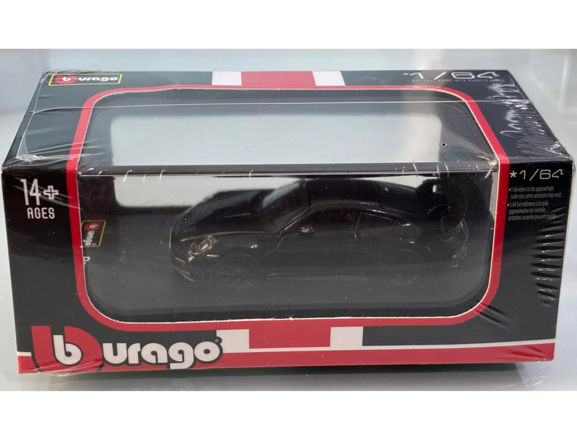 Bburago Porsche 911 GT3 black 1/64 Scale Model diecast car with display case