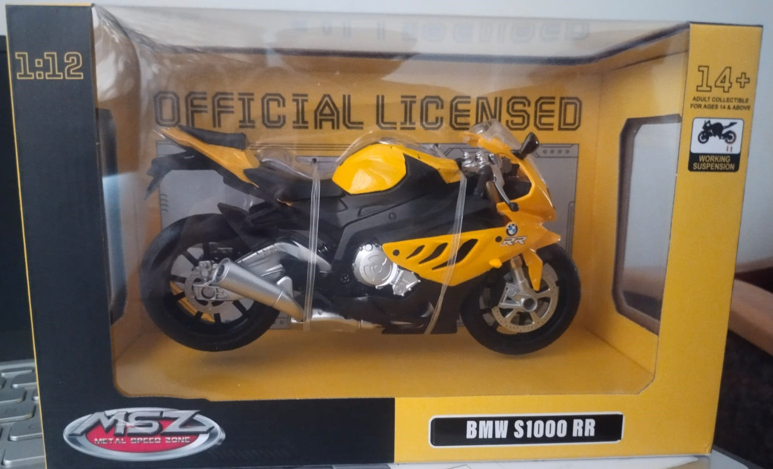 BMW S1000 RR bike Diecast model Yellow 1/12 scale miniature Bike model by  Metal Speed ZONE MSZ