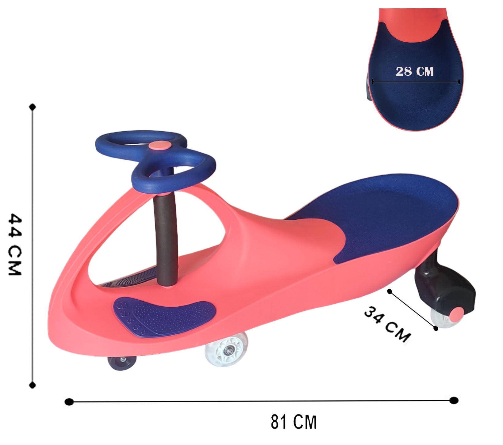 Brunte Kids Rideon Swing Car Magic car with LED wheels Pink blue