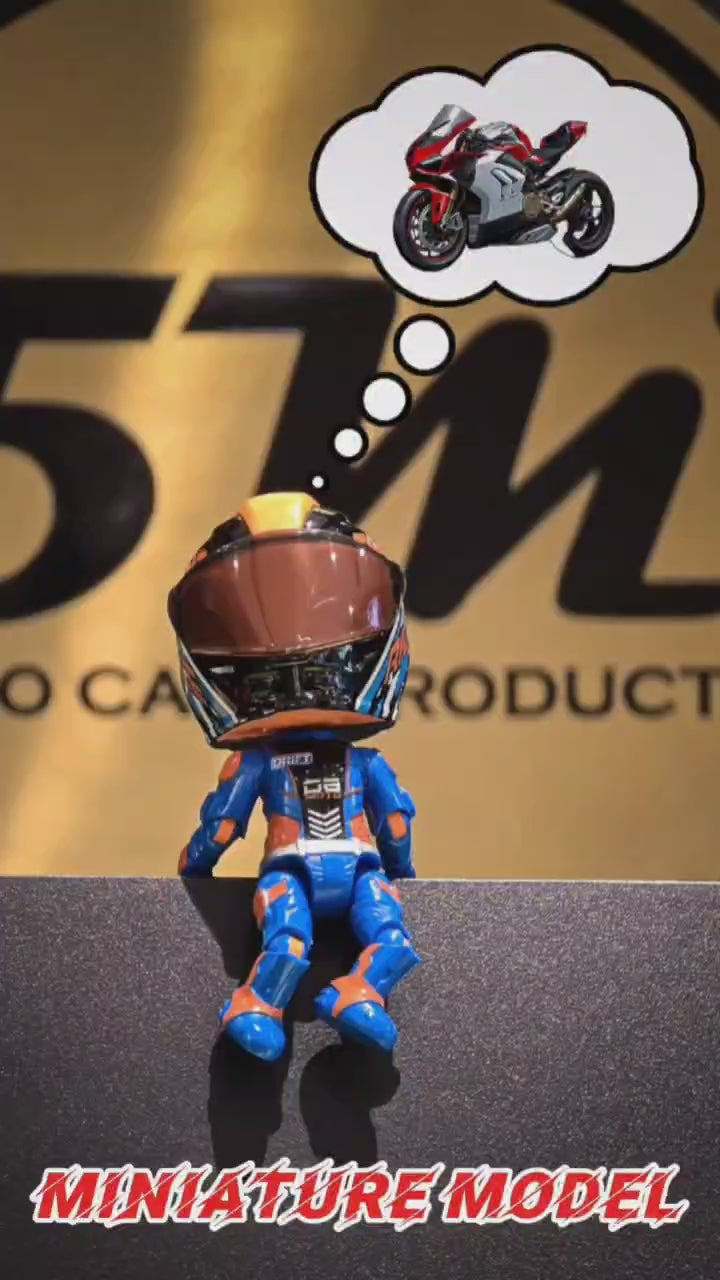 Metal Diecast Miniature Biker Red