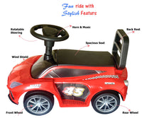 Brunte Ride on Car for Kids with Music with Horn Steering Push Car for Baby with Backrest Under Seat Storage Ride on for Kids 1 to 3 Years Red